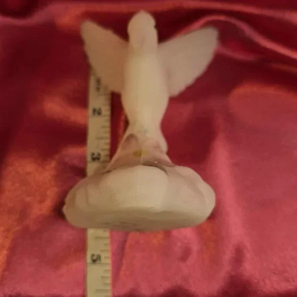 Fenton Hummingbird Opal Satin Glass Figurine Hand-Painted with Crystal Dewdrops
